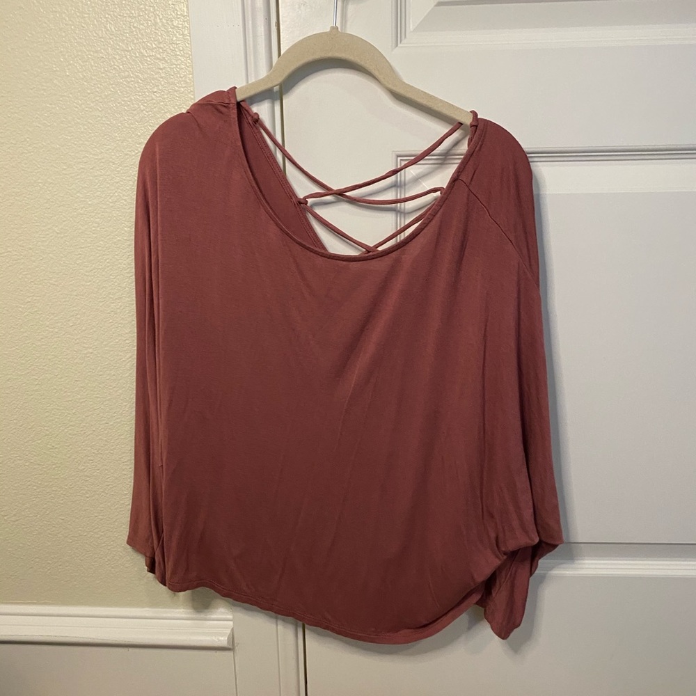 Pink crop top lace back